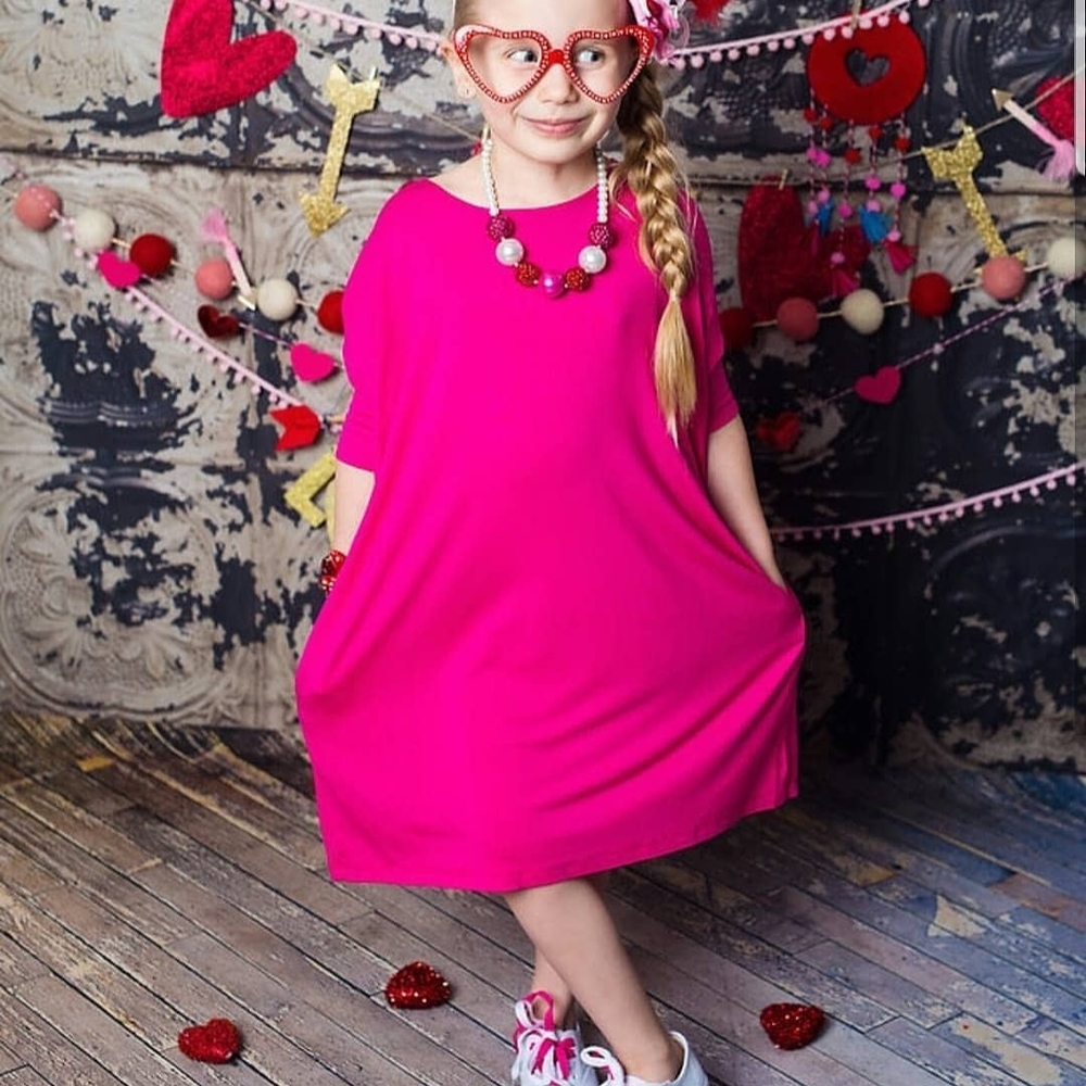 Pomelo Girls Oversized T-Shirt Dress – Hot Pink – Size 11/12 – Pockets – NWT